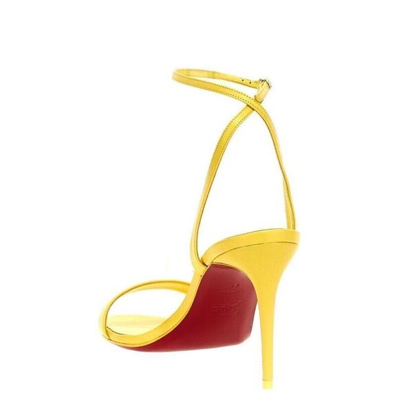 CHRISTIAN LOUBOUTIN Loubigirl 100 Patent Leather Stilleto Heel Sandals Yellow 36 - Picture 5 of 11